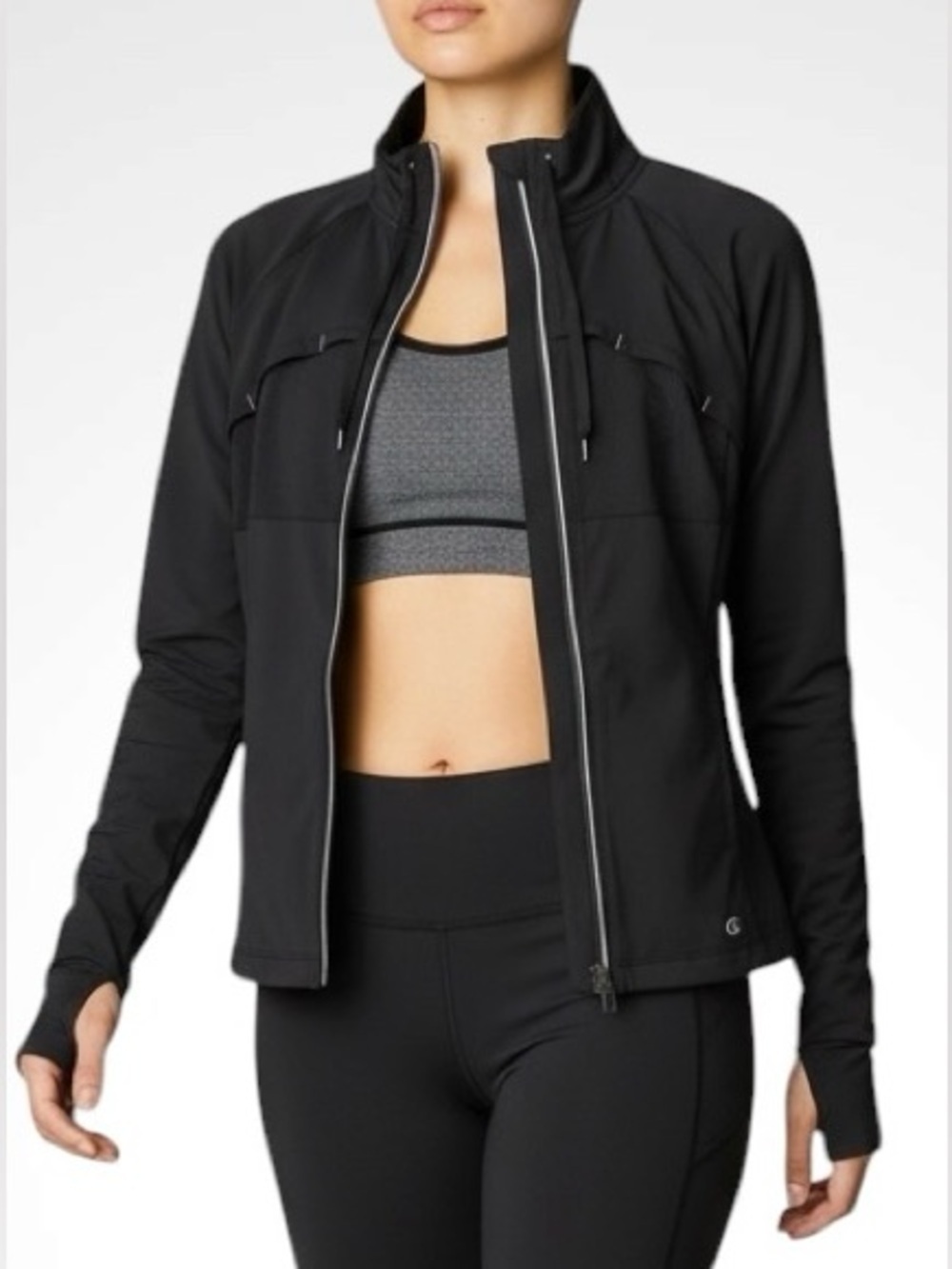 Champion Track Jacket Workout Running Gym Active Full Zip Up Black Size XS